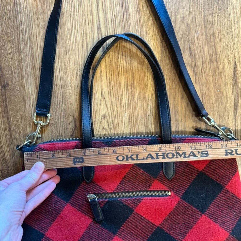Talbots Buffalo Check Red and Black Plaid Slouchy Handbag - Picture 7 of 8